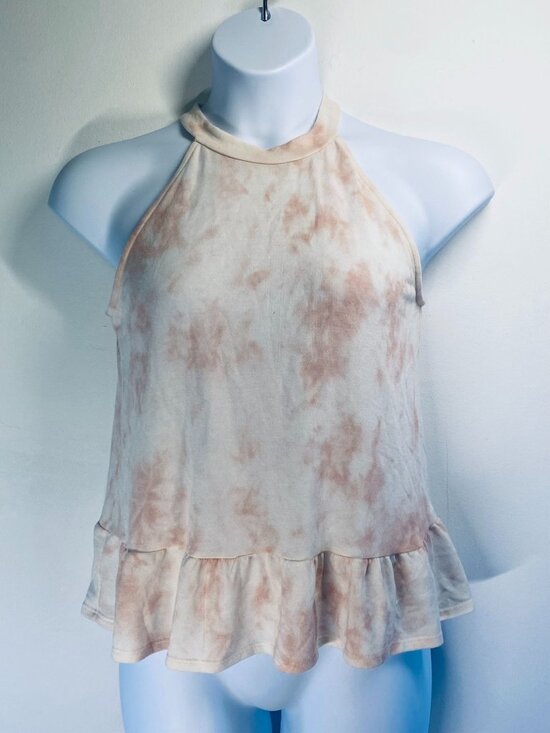 W5 Tops - W5 Tie-Dye Halter Top With Ruffle Hem Womens Size M Polyester Blend